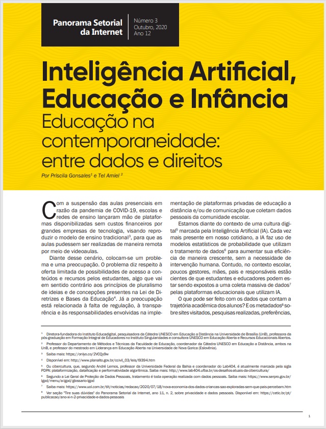 Ano XII - N. 3 - Inteligência Artificial, Educação e Infância